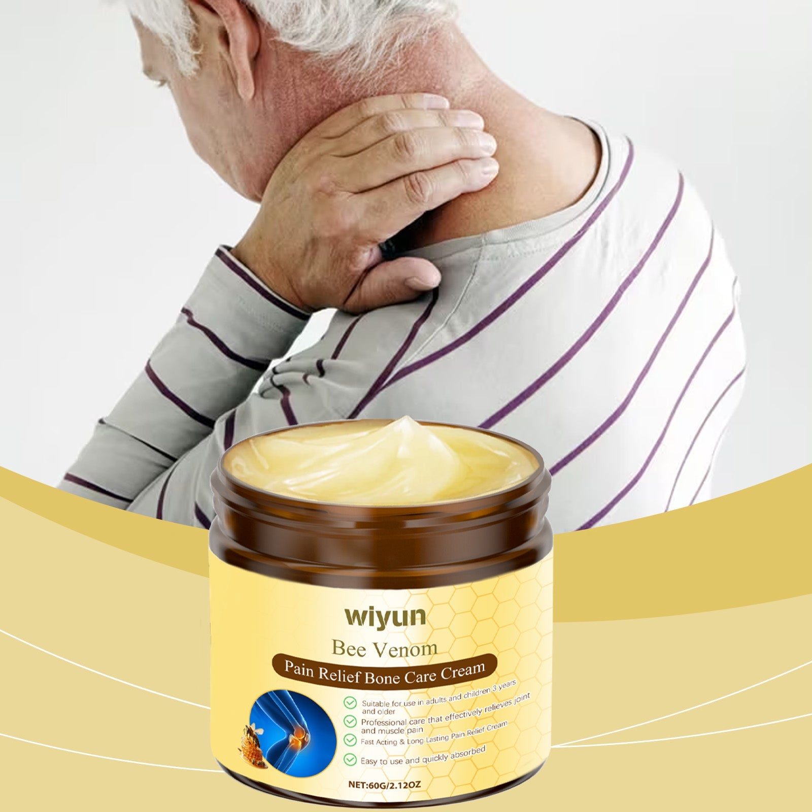 Wiyun Bee Venom Joint Care Cream Gentle And Soothing Wrist Knee Massage Body Topical Daily Care Cream eprolo