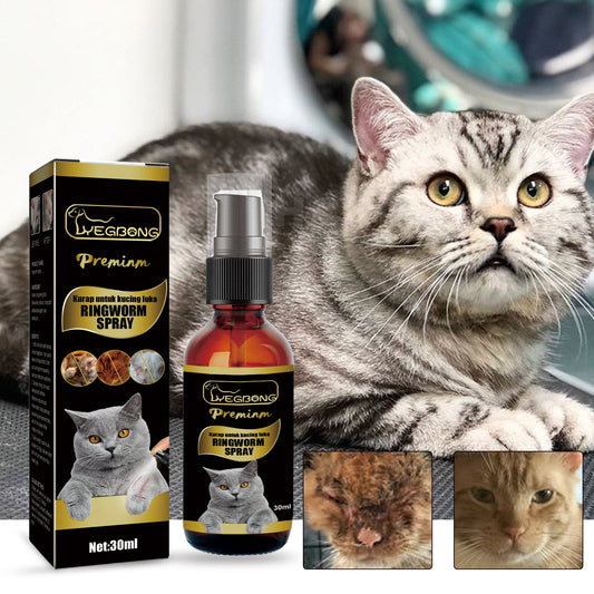 Cat Ringworm Spray, Pet Cats Anti-Mite Cat Moss Care Skin External Use Anti-Itch Spray eprolo