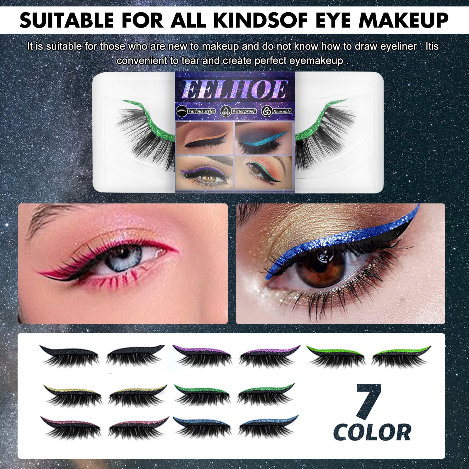 Eyeliner And Eyelash Stickers, Self-Adhesive False Eyelashes With European And American 3d Eyelash Eyeshadow Eyeliner eprolo