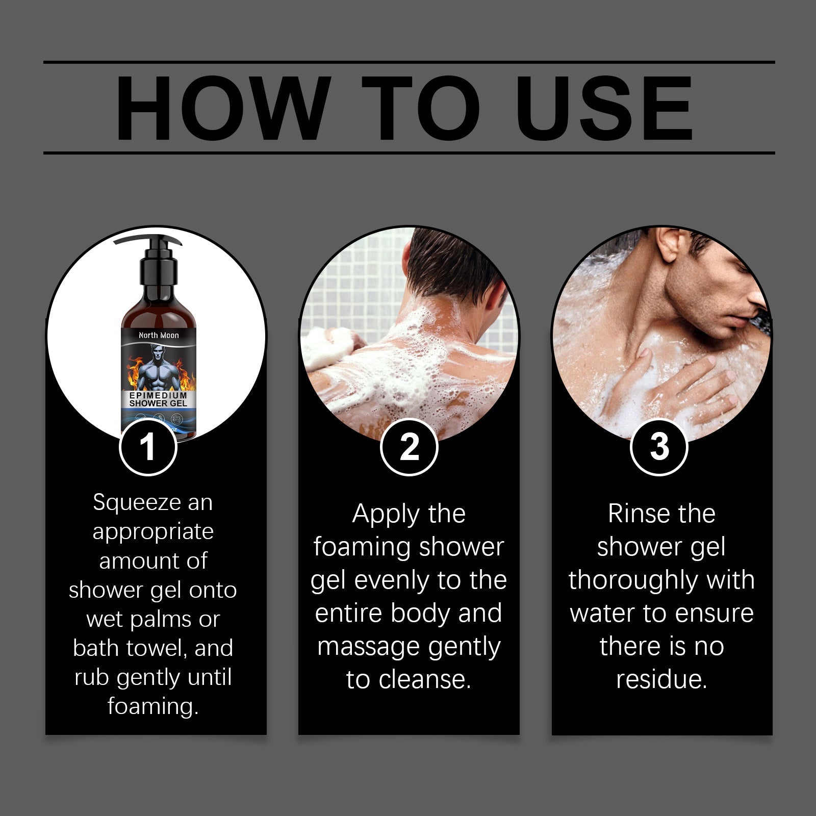 North Moon Men's Body Care Shower Gel Moisturizes And Refreshes Body And Skin Massage Treatment eprolo