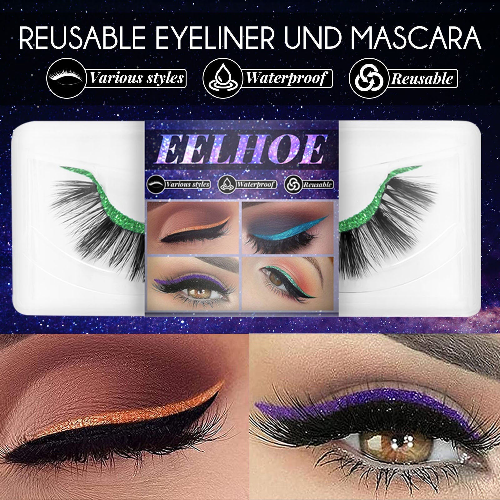 Eyeliner And Eyelash Stickers, Self-Adhesive False Eyelashes With European And American 3d Eyelash Eyeshadow Eyeliner eprolo