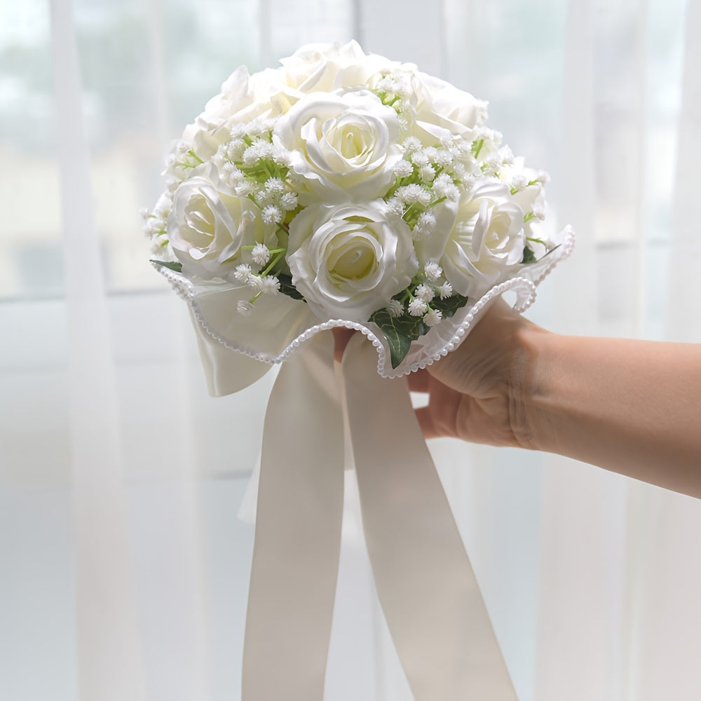Artificial Rose Bouquet for Wedding, Engagement, Bride, Bridesmaid, Wedding Decoration, Holiday, Birthday Gift, and Photography ferrersa