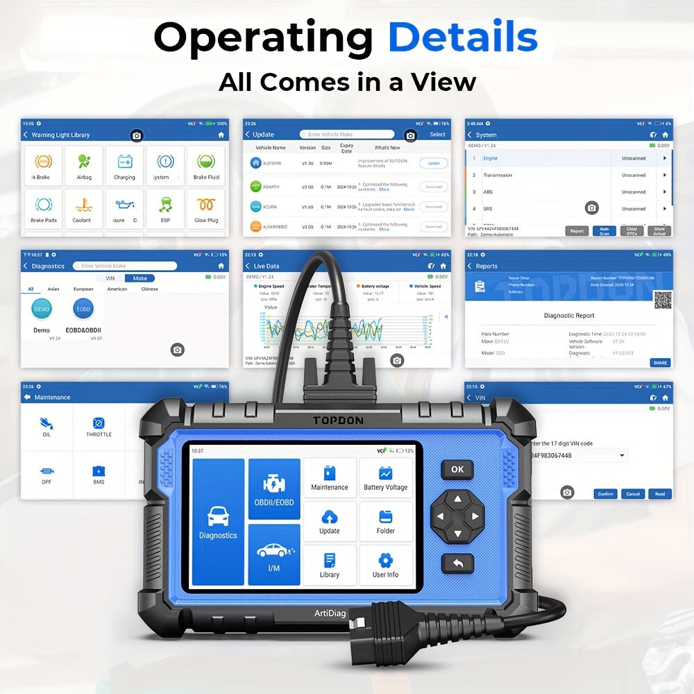 TOPDON AD600 OBD2 Scanner ABS SRS Transmission Engine Diagnostic Tool for Car ferrersa