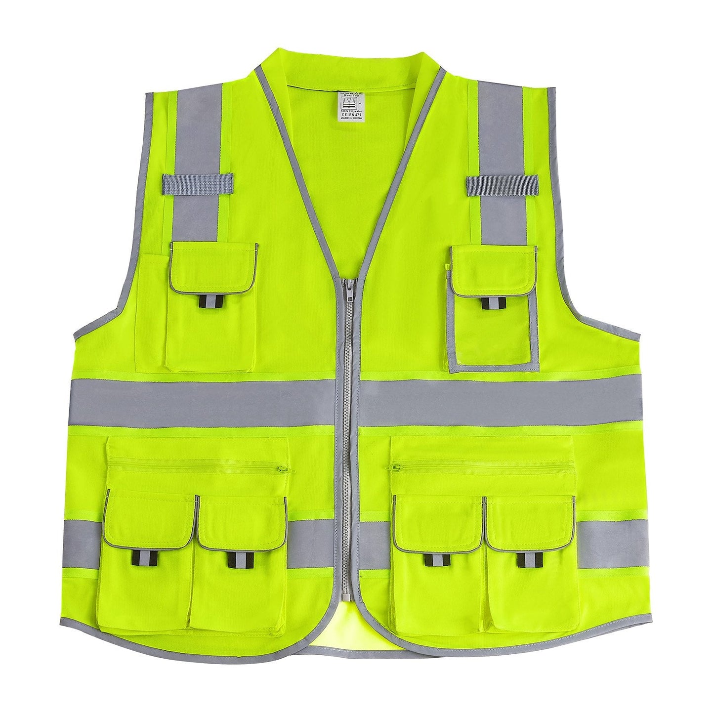 Safety Vest Reflective Yellow Work Vest With 10 Pockets For Men & Women DC-Powered by People