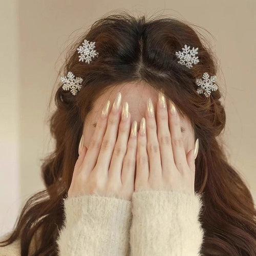 Cyrstal Snowflake Pearl Hair Clip Winter Girls Small Sweet Bobby Pins ferrersa