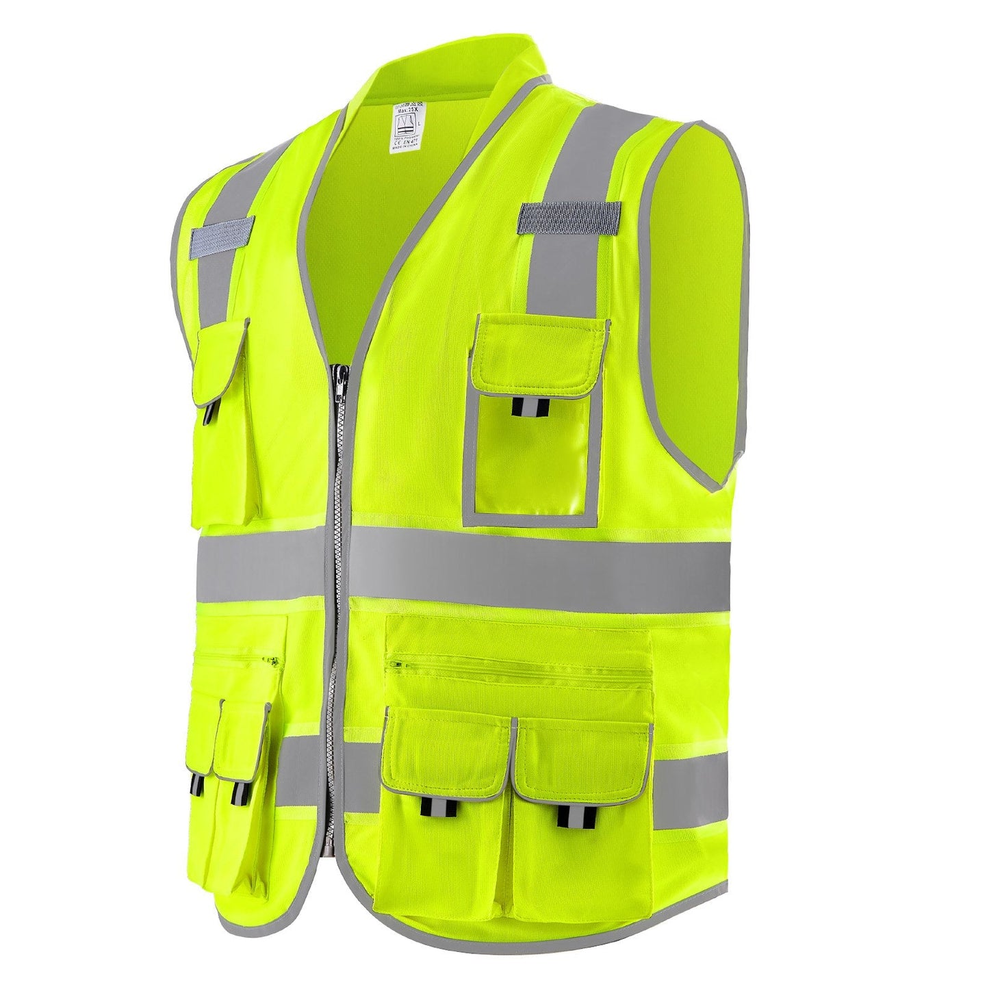 Safety Vest Reflective Yellow Work Vest With 10 Pockets For Men & Women DC-Powered by People