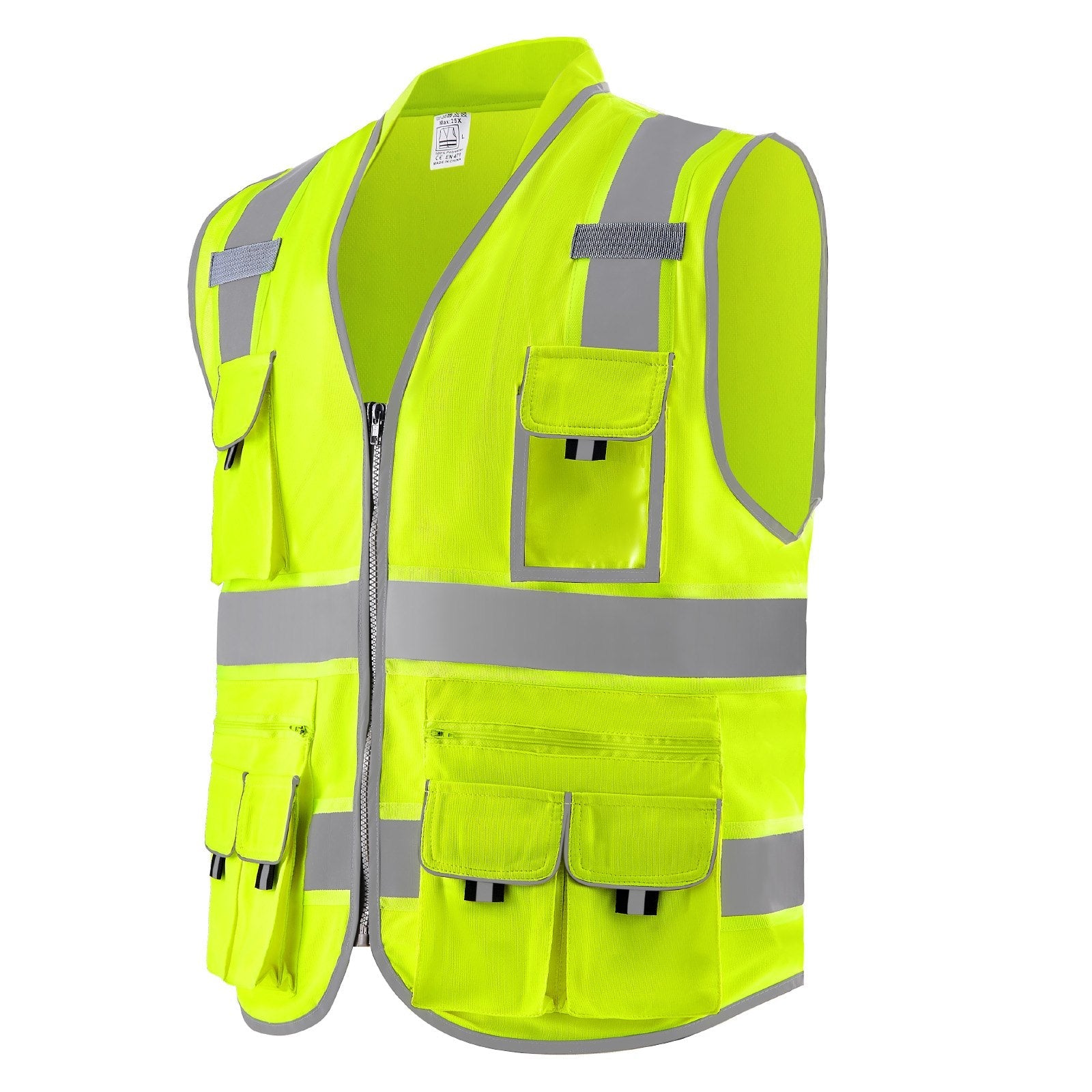Safety Vest Reflective Yellow Work Vest With 10 Pockets For Men & Women DC-Powered by People