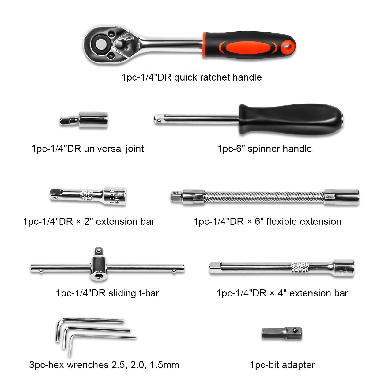 46pcs Toolkit for Home And Automotive Repairs, Including a Ratchet Torque Wrench, Screwdriver, And a Portable Motorcycle Tire And Bicycle Repair Kit ferrersa