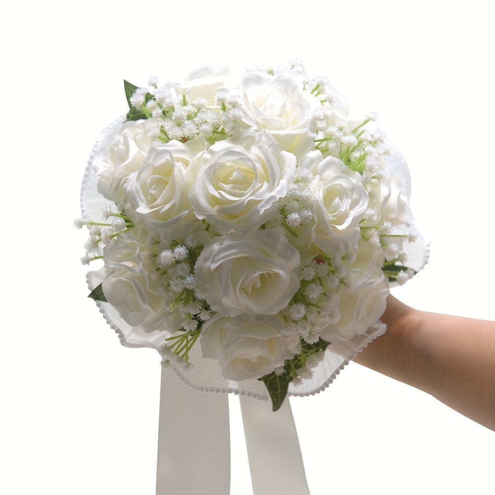 Artificial Rose Bouquet for Wedding, Engagement, Bride, Bridesmaid, Wedding Decoration, Holiday, Birthday Gift, and Photography ferrersa