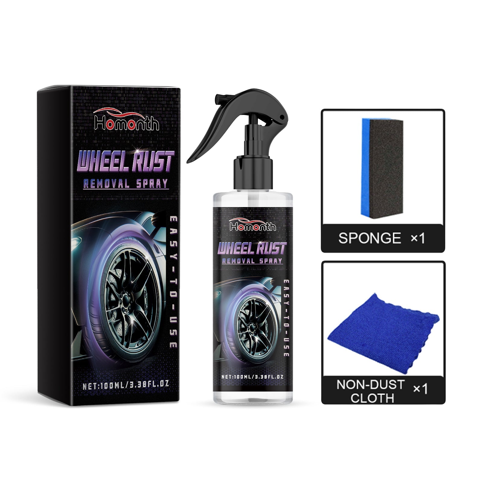 Wheel Rust Removal Spray, Automobile Tire Wheel Rust Cleaning Rust Removal Renovation Decontamination Brightener eprolo