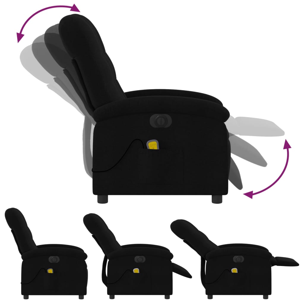 vidaXL Electric Massage Recliner Chair Black Fabric VidaXL