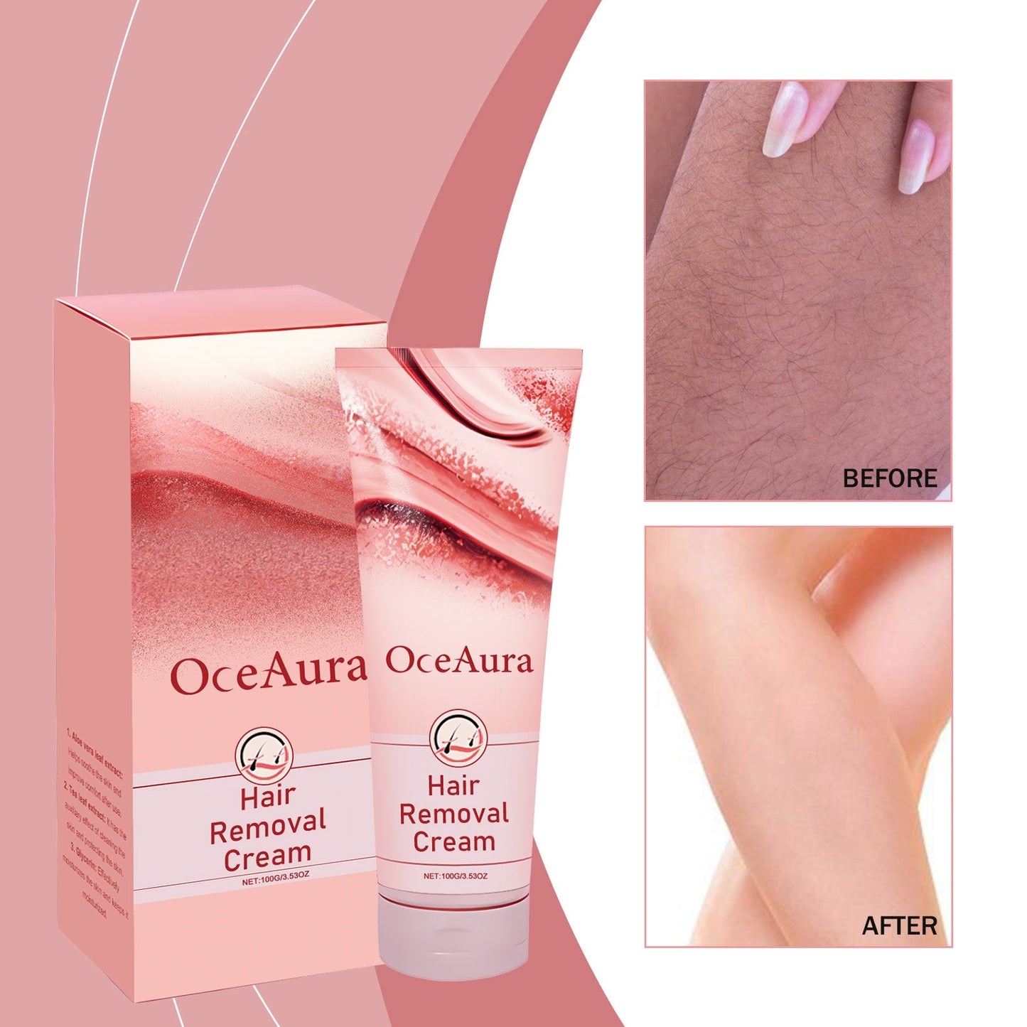 OceAura Hair Removal Cream, Easy To Remove Body Hair Refreshing Clean Skin To Keep Skin Smooth Gentle Hair Removal Cream eprolo