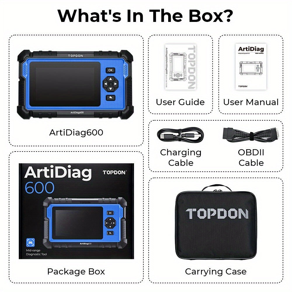 TOPDON AD600 OBD2 Scanner ABS SRS Transmission Engine Diagnostic Tool for Car ferrersa