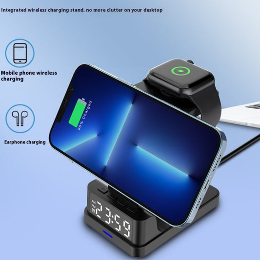 Magnetic Three-in-one 15W Wireless Charger With Clock ferrersa