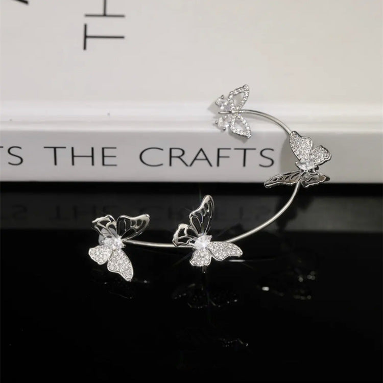 Women'S Elegant Butterfly Ear Cuffs - No-Piercing Ear Hooks, Synthetic Gemstone Accents, Everyday & Formal Jewelry for Parties, Weddings, Everyday Outfits - Non-Piercing Ear Clips for Sensitive Light Beige, Party Accessories, ferrersa