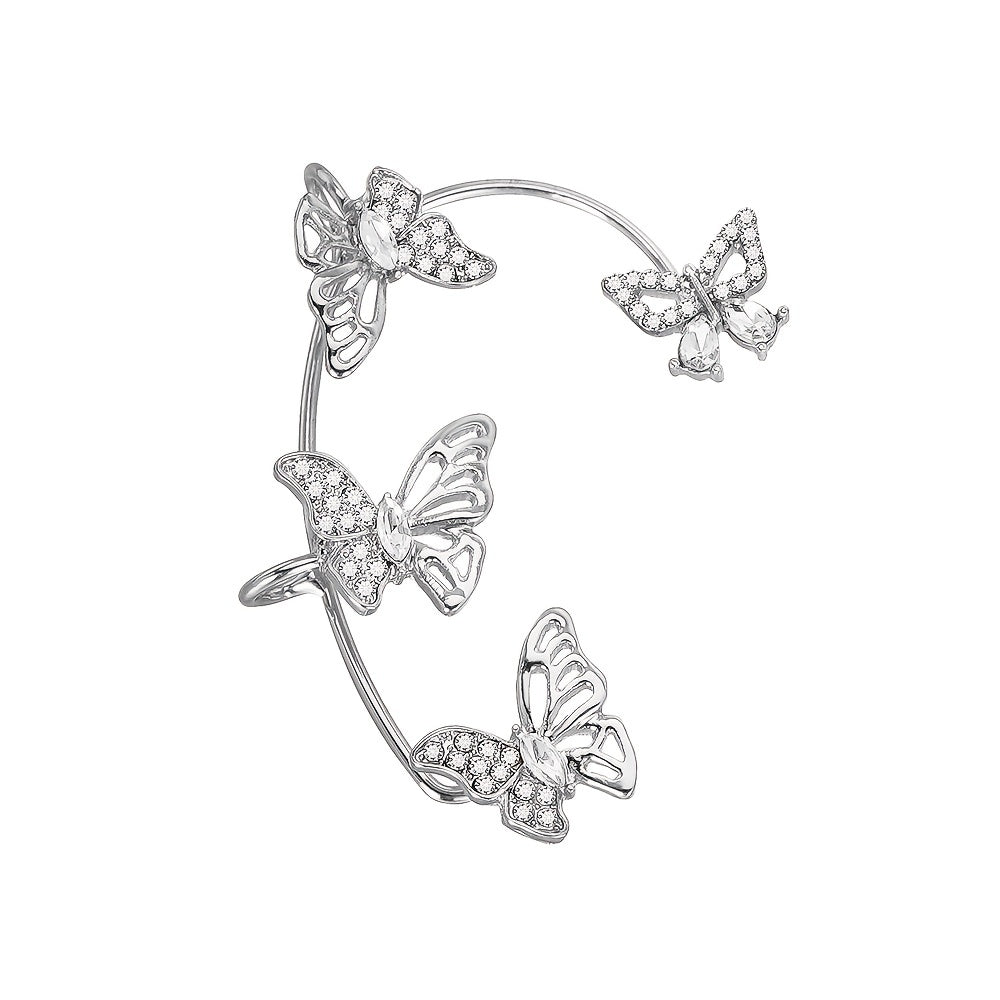 Women'S Elegant Butterfly Ear Cuffs - No-Piercing Ear Hooks, Synthetic Gemstone Accents, Everyday & Formal Jewelry for Parties, Weddings, Everyday Outfits - Non-Piercing Ear Clips for Sensitive Light Beige, Party Accessories, ferrersa