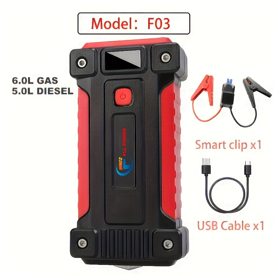 [Portable Car Jump Starter] 2500A Portable 12V Car Jump Starter Power Bank - Battery Booster Charger Starting Device for Petrol Diesel Car Starter Buster (6.0L Gas or 5.0L Diesel Engine) ferrersa