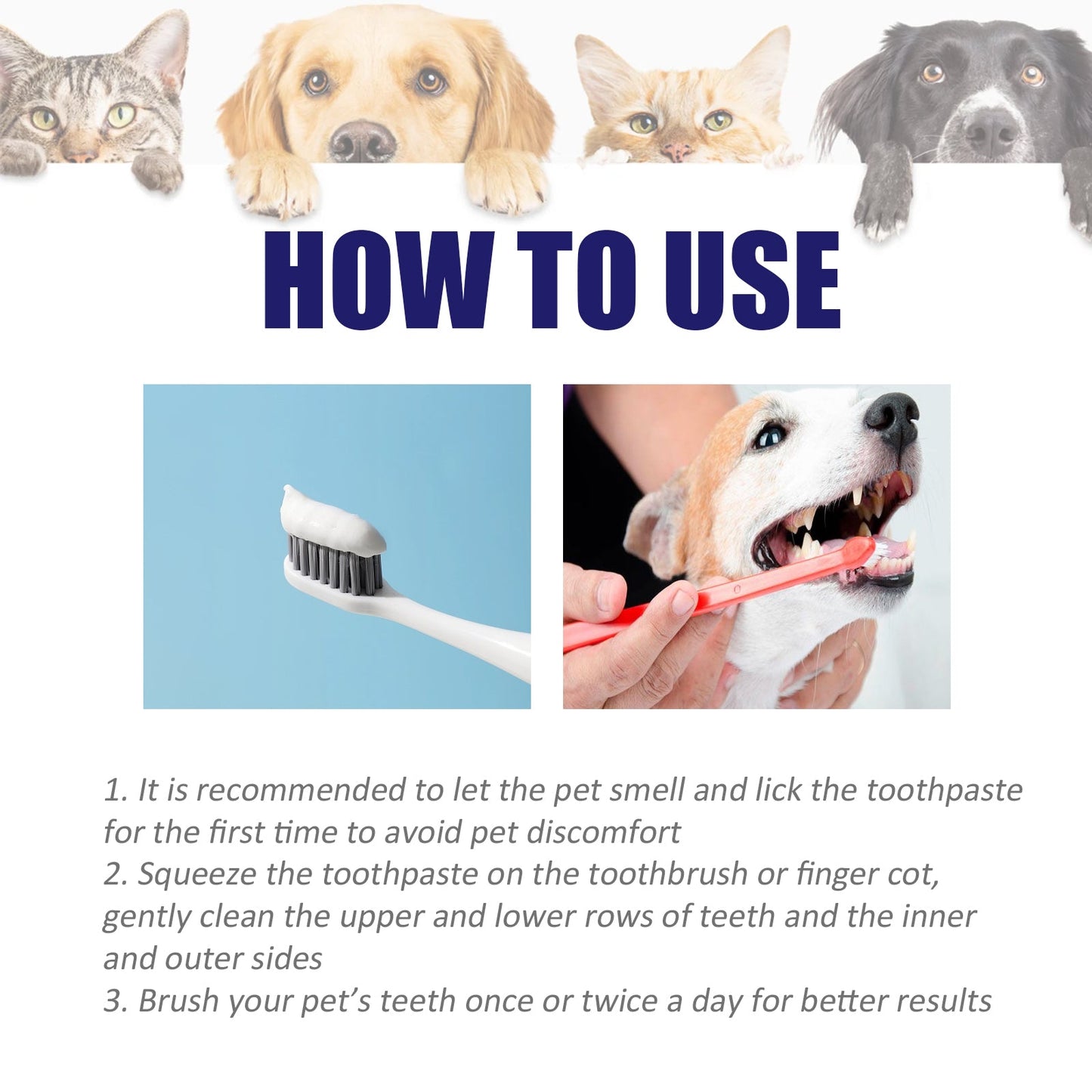 Pet Mouth Cleaning Cream, Cats And Dogs Clean Bad Breath Tartar Stains White Teeth Cream eprolo