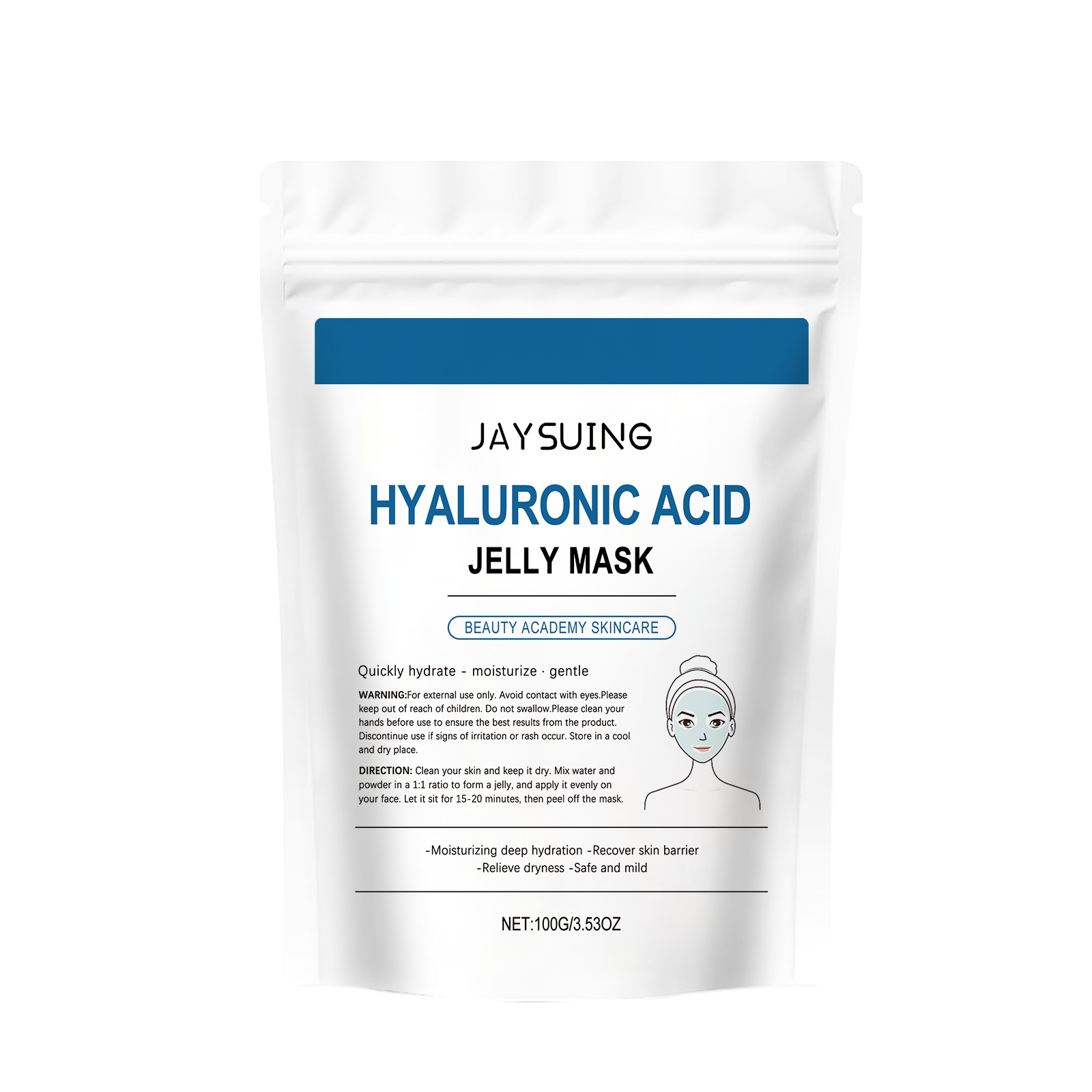 Jaysuing Hyaluronic Acid Moisturizing Mask, Gently Hydrates And Moisturizes Tender, Smooth And Delicate Skin eprolo