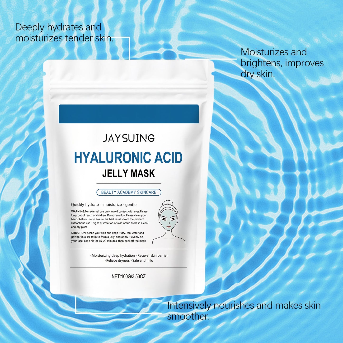 Jaysuing Hyaluronic Acid Moisturizing Mask, Gently Hydrates And Moisturizes Tender, Smooth And Delicate Skin eprolo