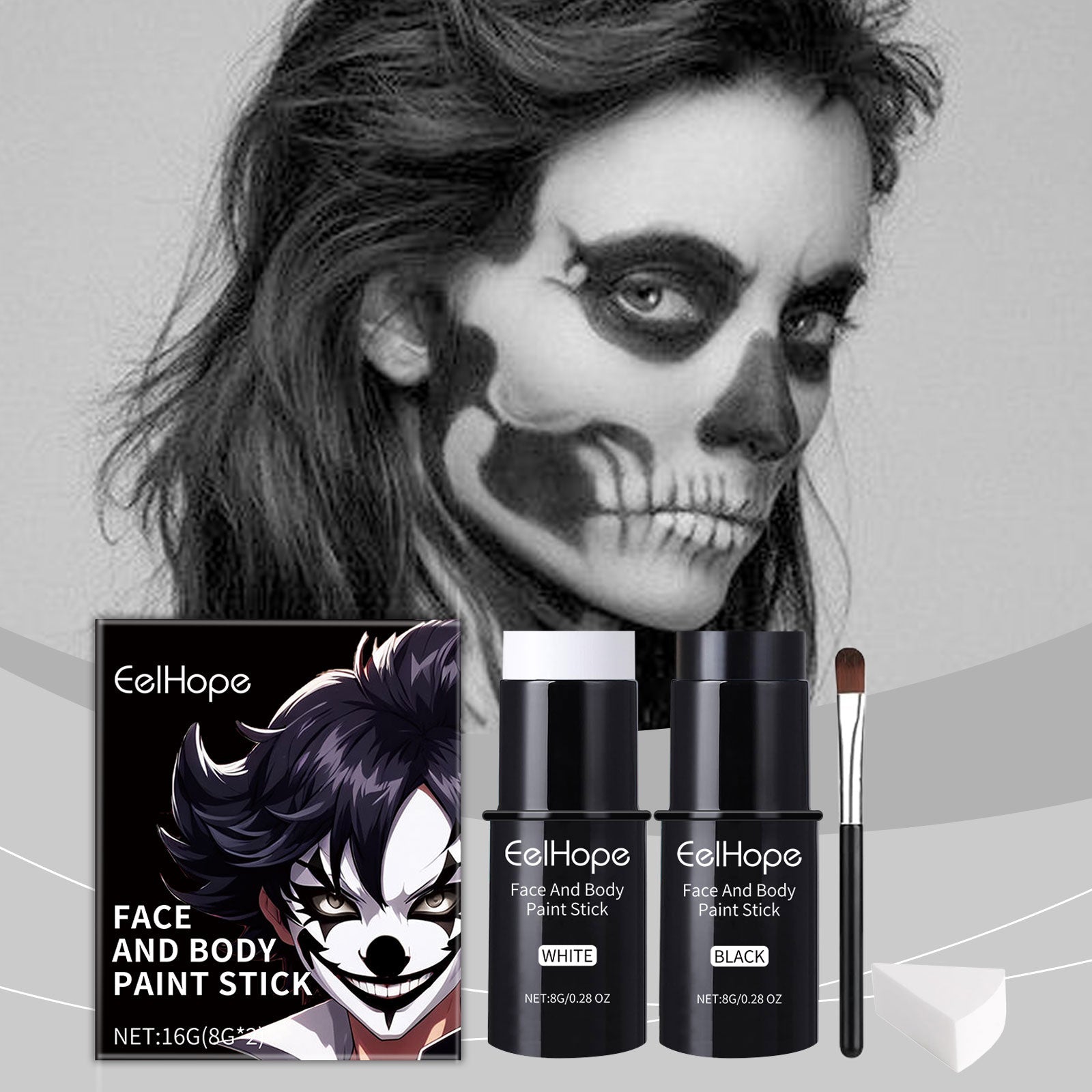 Halloween Face Painting Stick Set, Covered With Painted Foundation Makeup Clown Colorful Stick eprolo