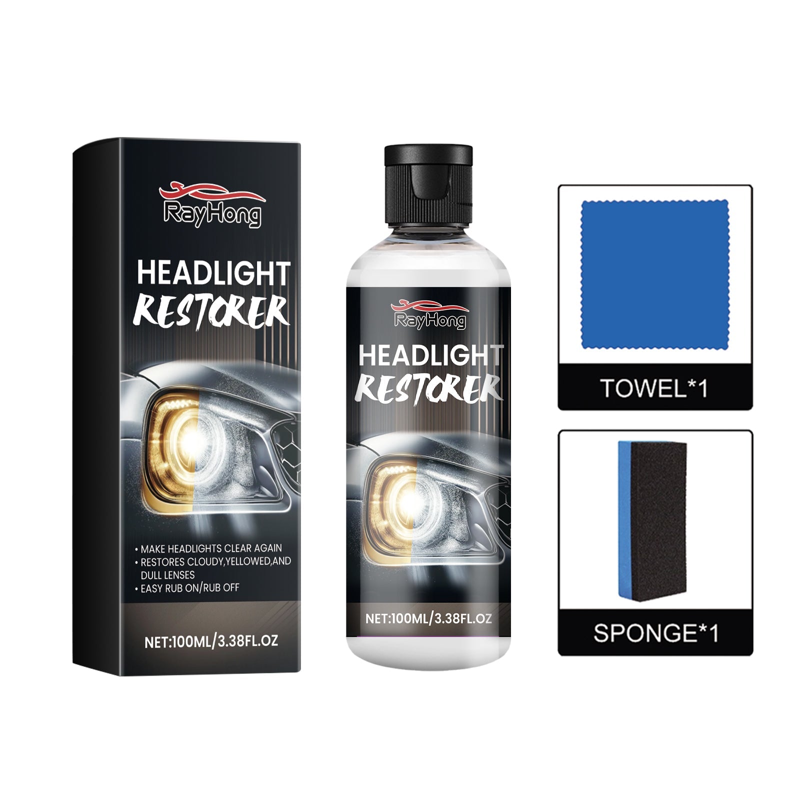 Headlight Restorer, Car Headlight Scratch Repair Refurbishment Maintenance Brightening Coating Polishing Fluid eprolo