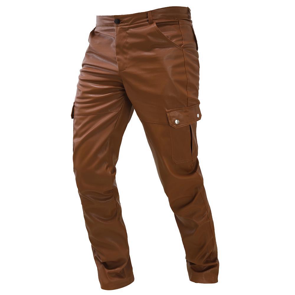 Tooling Straight Casual Men's Leather Pants ferrersa