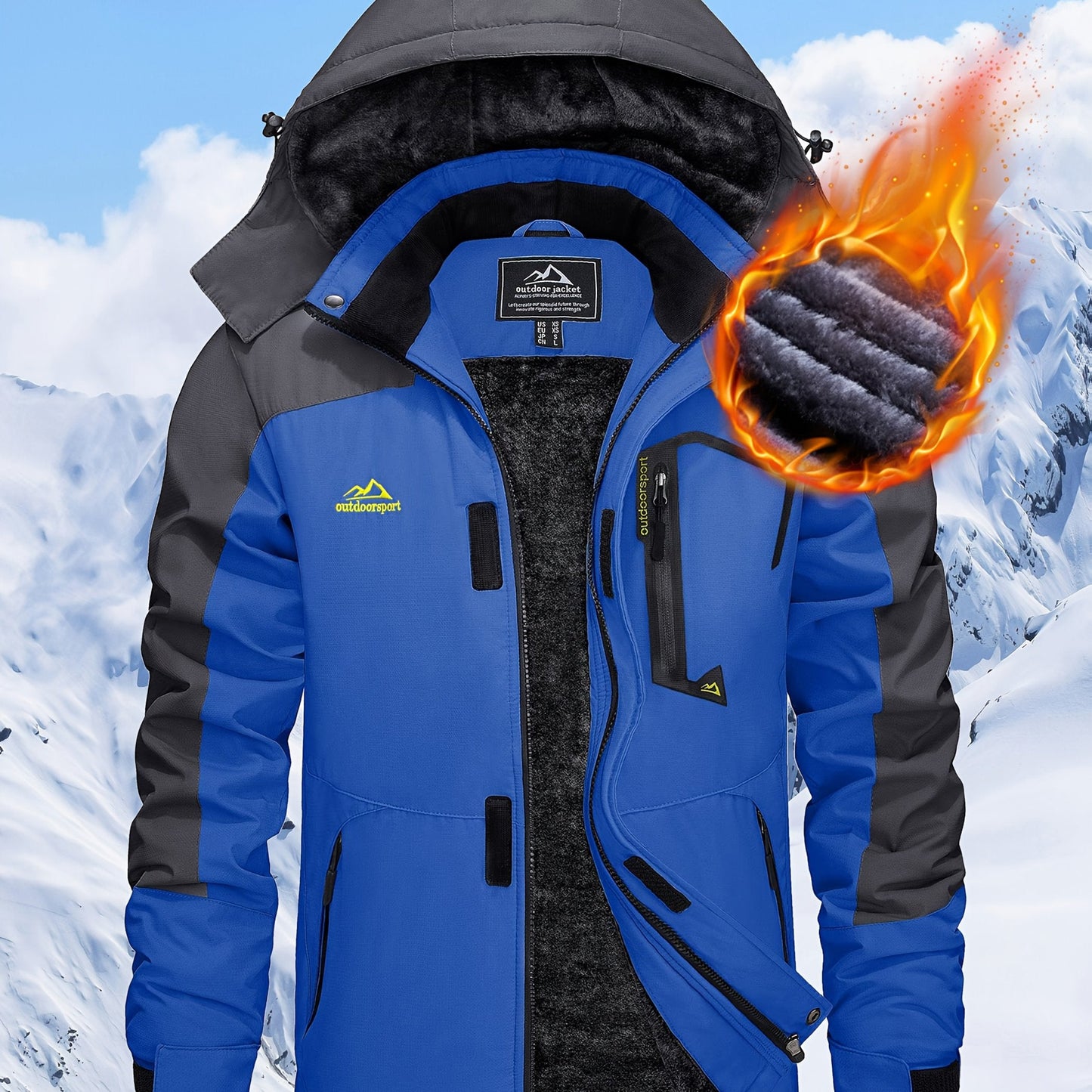 Men'S Winter Ski Jackets Warm Fleece Lined Coats Waterproof Windproof Hooded Thermal Outdoor Parka Thick Sport Hiking Jogging Camping Fishing Climbing Traveling Skiing Snowboarding Casual Windbreaker ferrersa