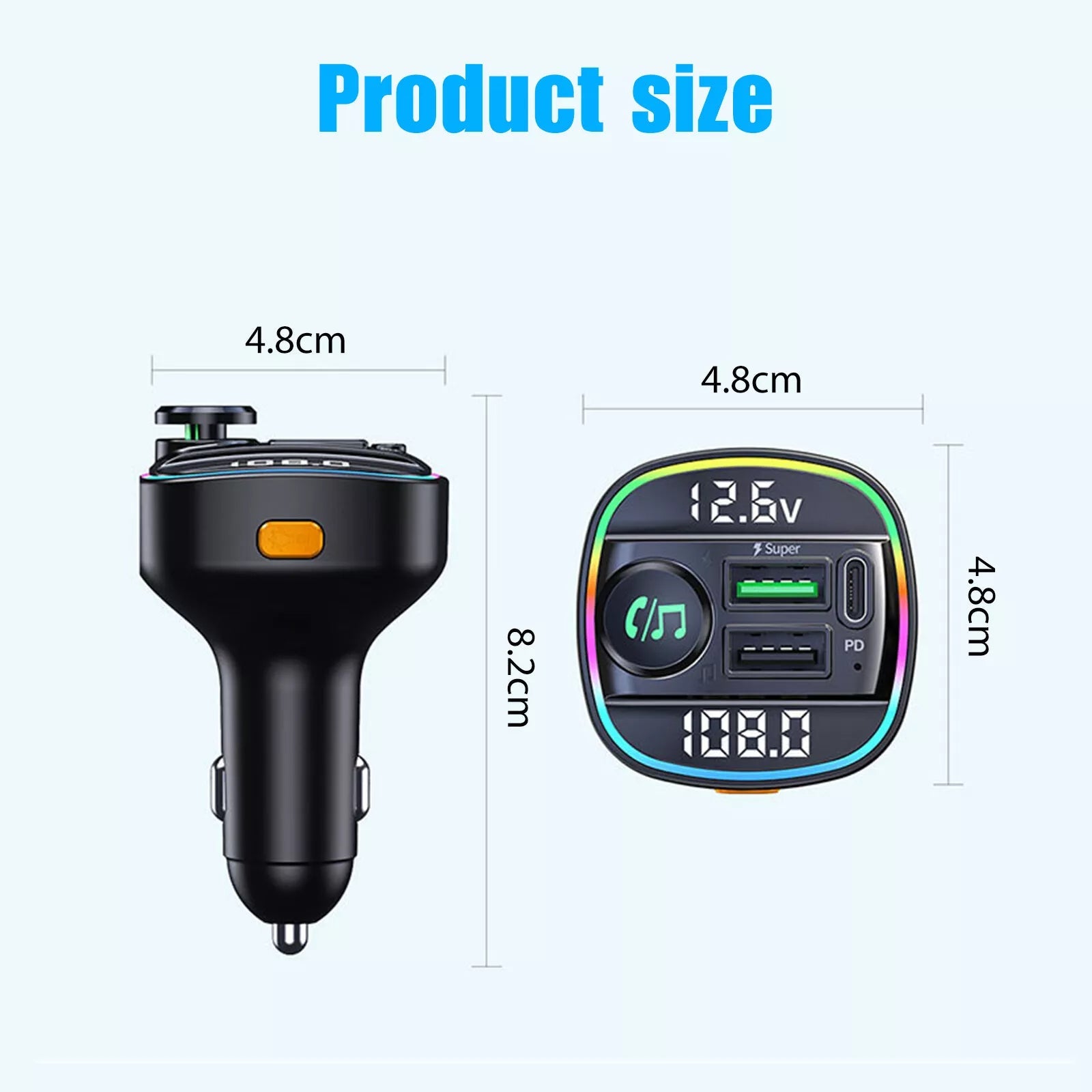 Bluetooth 5.0 Car Wireless FM Transmitter Adapter USB PD Charger AUX Hands-Free Noise Reduction Audio Receiver Car Kit Handsfree Dual DC-Powered by People