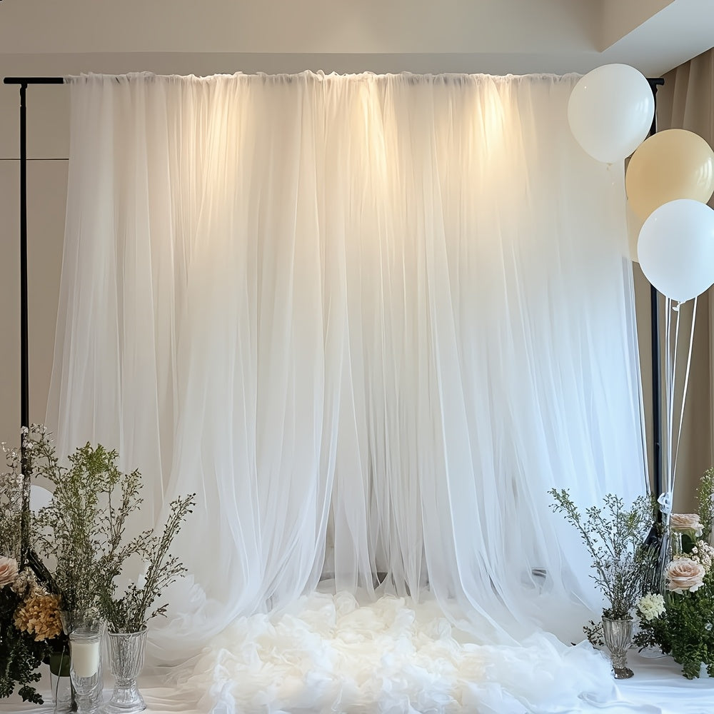 2pcs 59x118 Inch Sheer Tulle Backdrop Curtains - Premium Polyester Wedding Birthday Photo Booth Decor, Lightweight Transparent Background Drapes for Parties, Photography, Christmas, Valentine’s Day & More, Party Decorations ferrersa