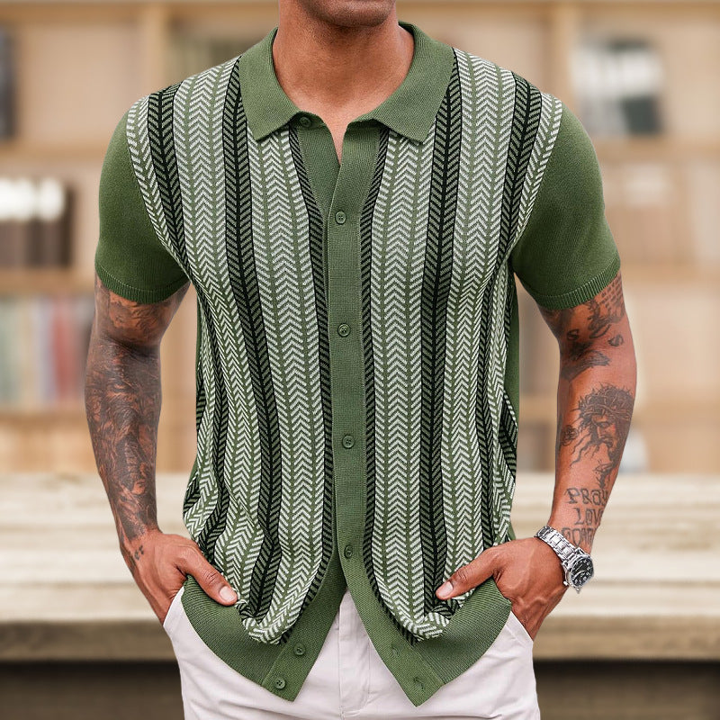 Men's Casual Striped Jacquard Sweater ferrersa