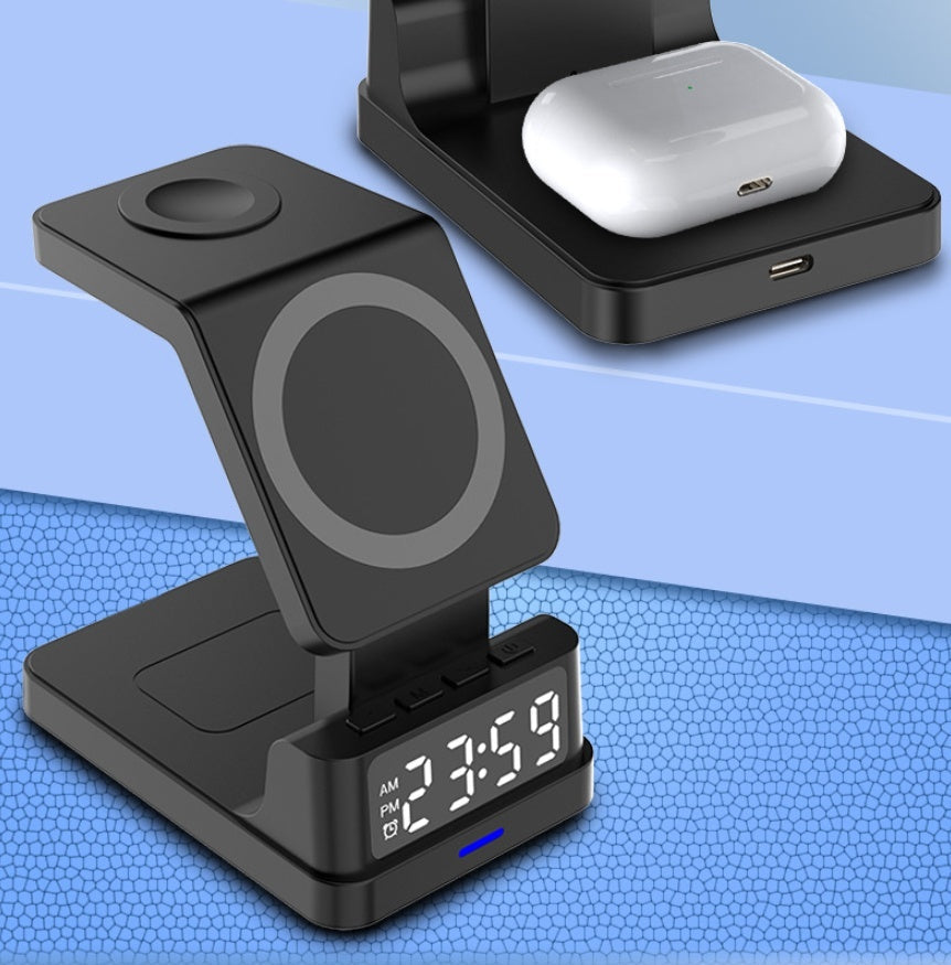 Magnetic Three-in-one 15W Wireless Charger With Clock ferrersa