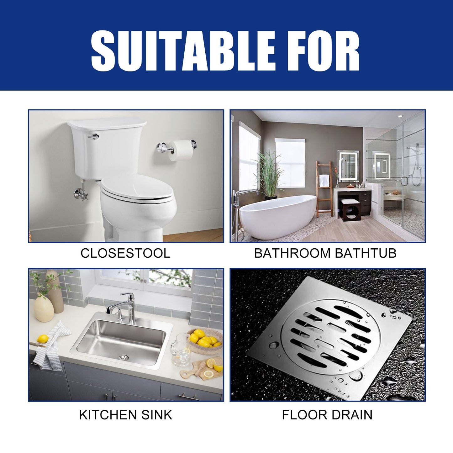 Drain Cleaner, Toilet Kitchen Drain Anti-Clogging Deodorant Dredging Cleaner eprolo
