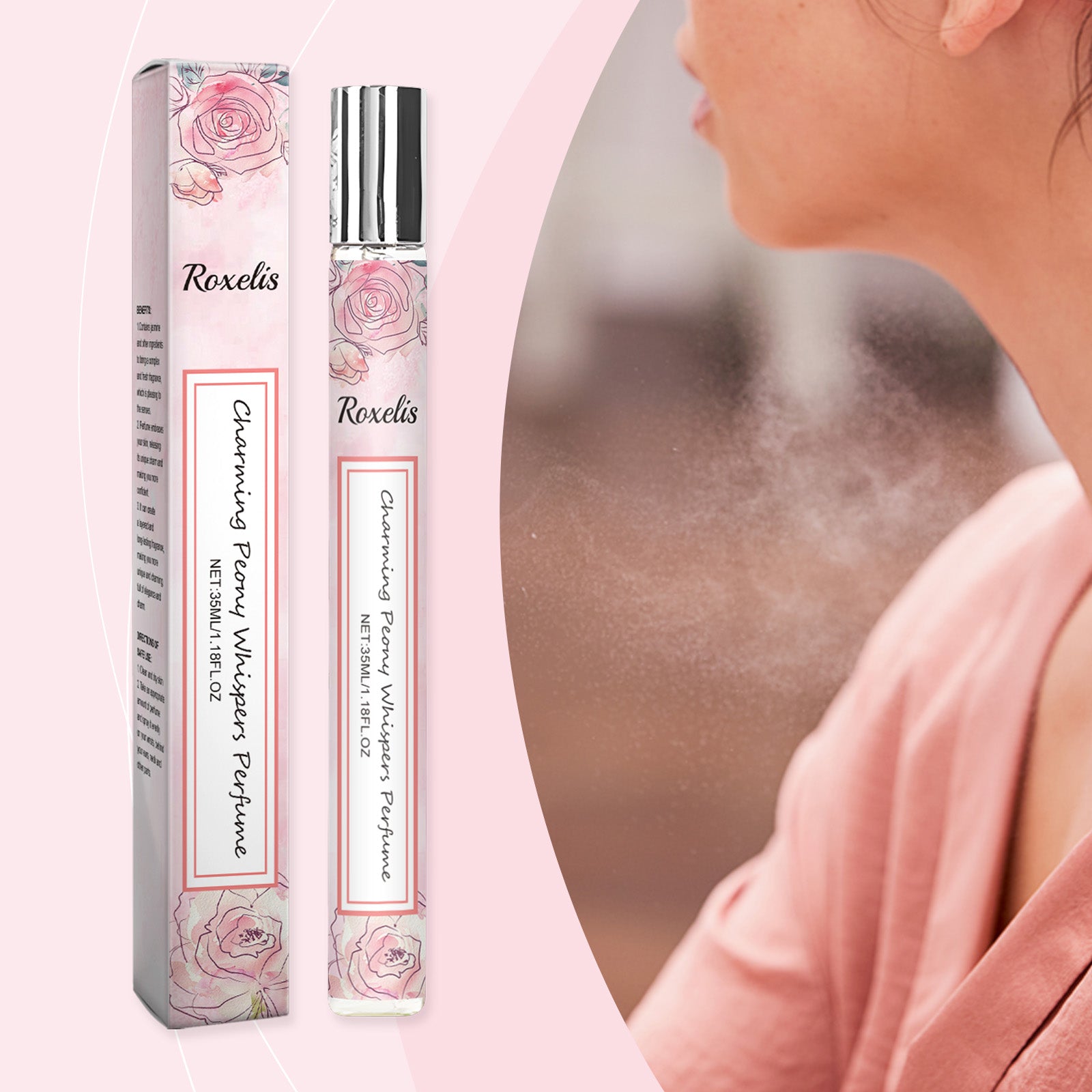 Roxelis Peony Fragrance For Women, Lasting Light Fragrance Fresh Floral Peony Charm Rose Fragrance Perfume eprolo