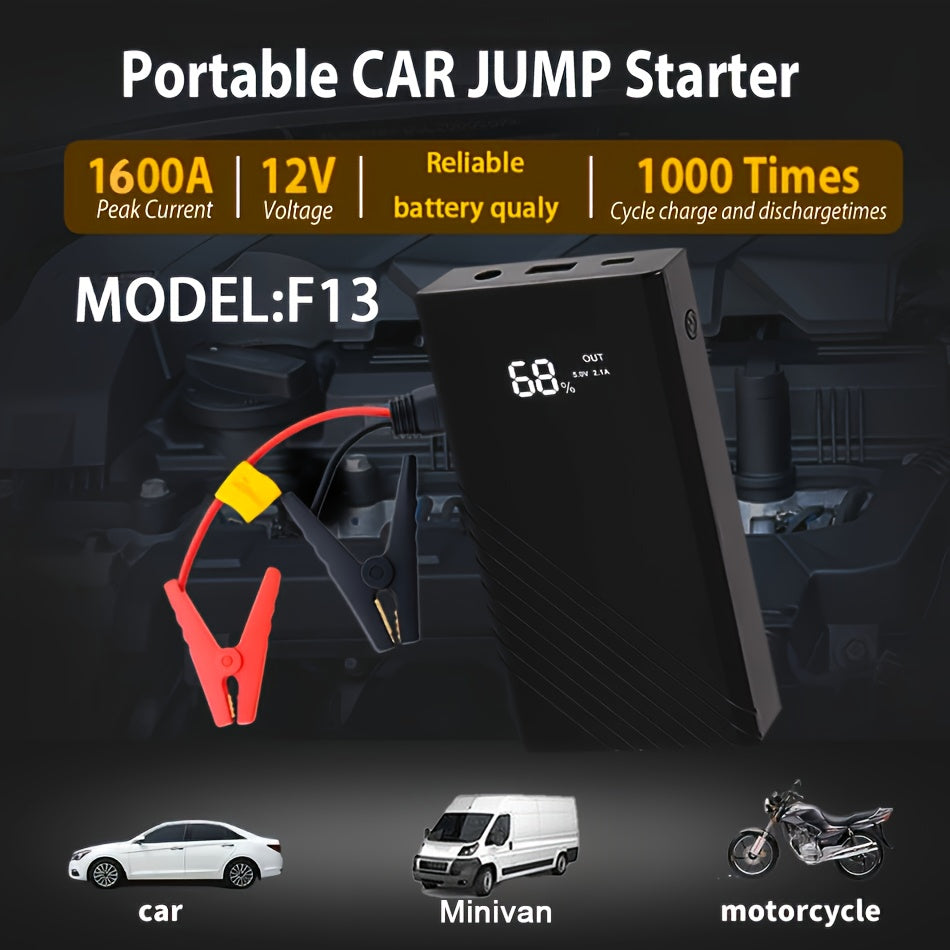 [Portable Car Jump Starter] 2500A Portable 12V Car Jump Starter Power Bank - Battery Booster Charger Starting Device for Petrol Diesel Car Starter Buster (6.0L Gas or 5.0L Diesel Engine) ferrersa