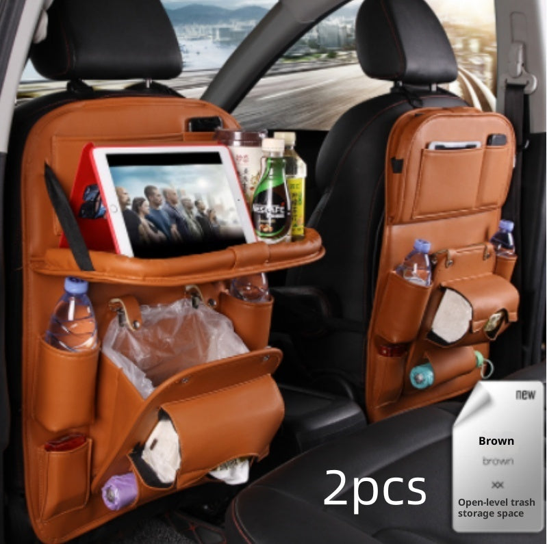 PU Leather Car Storage Bag Multifunction Seat Back Tray Hanging Bag Waterproof Car Organizer Automotive Interior Accessories DC-Powered by People