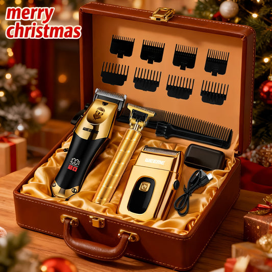 3pcs Set Golden Hair Clippers Professional, Beard Trimmer, T-Blade Trimmer Kit For Men, Cordless Hair Cutting And Styling Tools, Golden Design Shaver, Ideal Birthday And Christmas Gifts, Valentine'S Day ferrersa