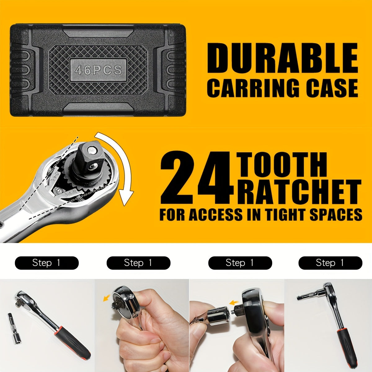 46pcs Toolkit for Home And Automotive Repairs, Including a Ratchet Torque Wrench, Screwdriver, And a Portable Motorcycle Tire And Bicycle Repair Kit ferrersa