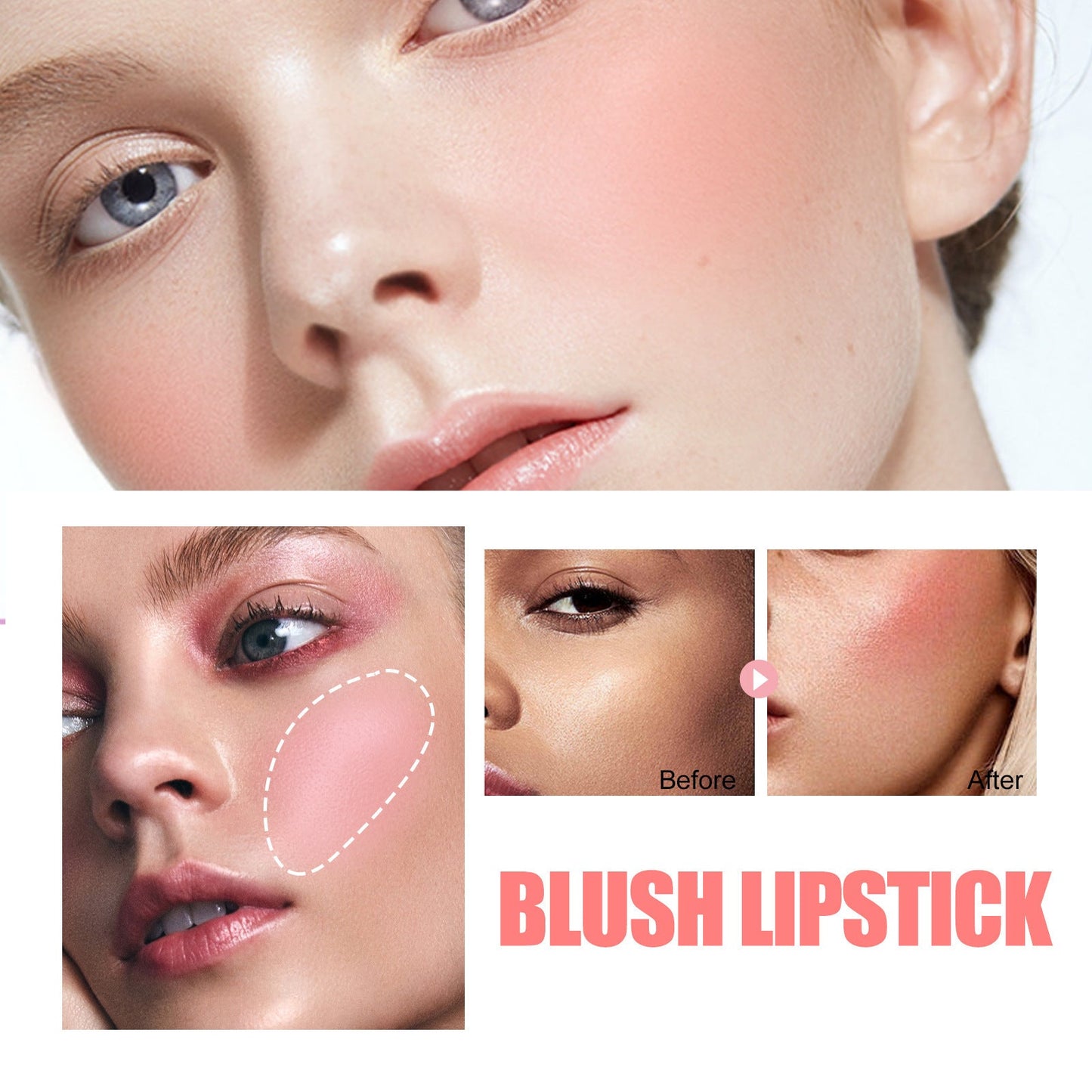 Blush Lipstick, Natural Nude Light Long-Lasting Easy Color Blush Lip Gloss Stick eprolo