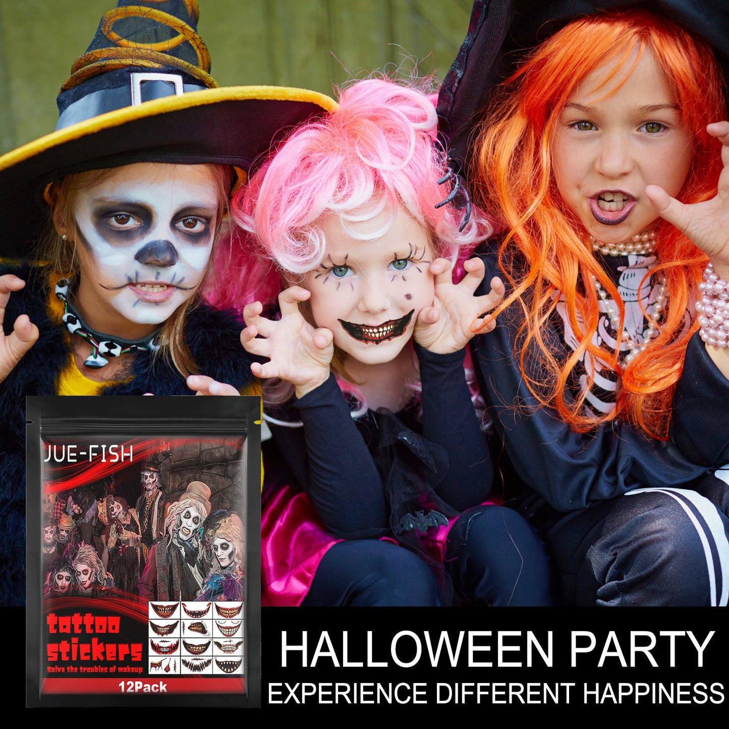 Halloween Tattoo Stickers, Halloween Horror Party Party Makeup Decorative Mouth Tattoo Stickers eprolo