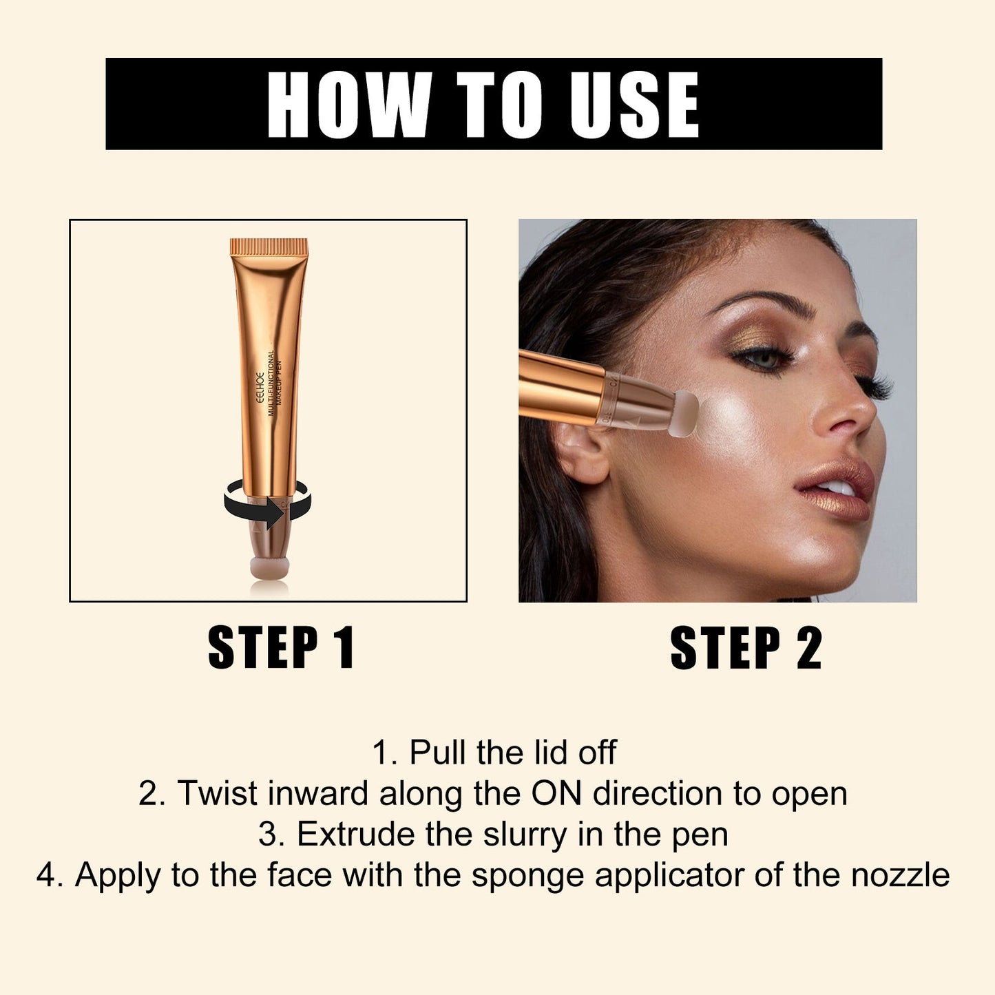 EELHOE Multifunctional Makeup Pen, Face Light Highlight Natural Three-Dimensional Liquid Contour Beauty Stick eprolo