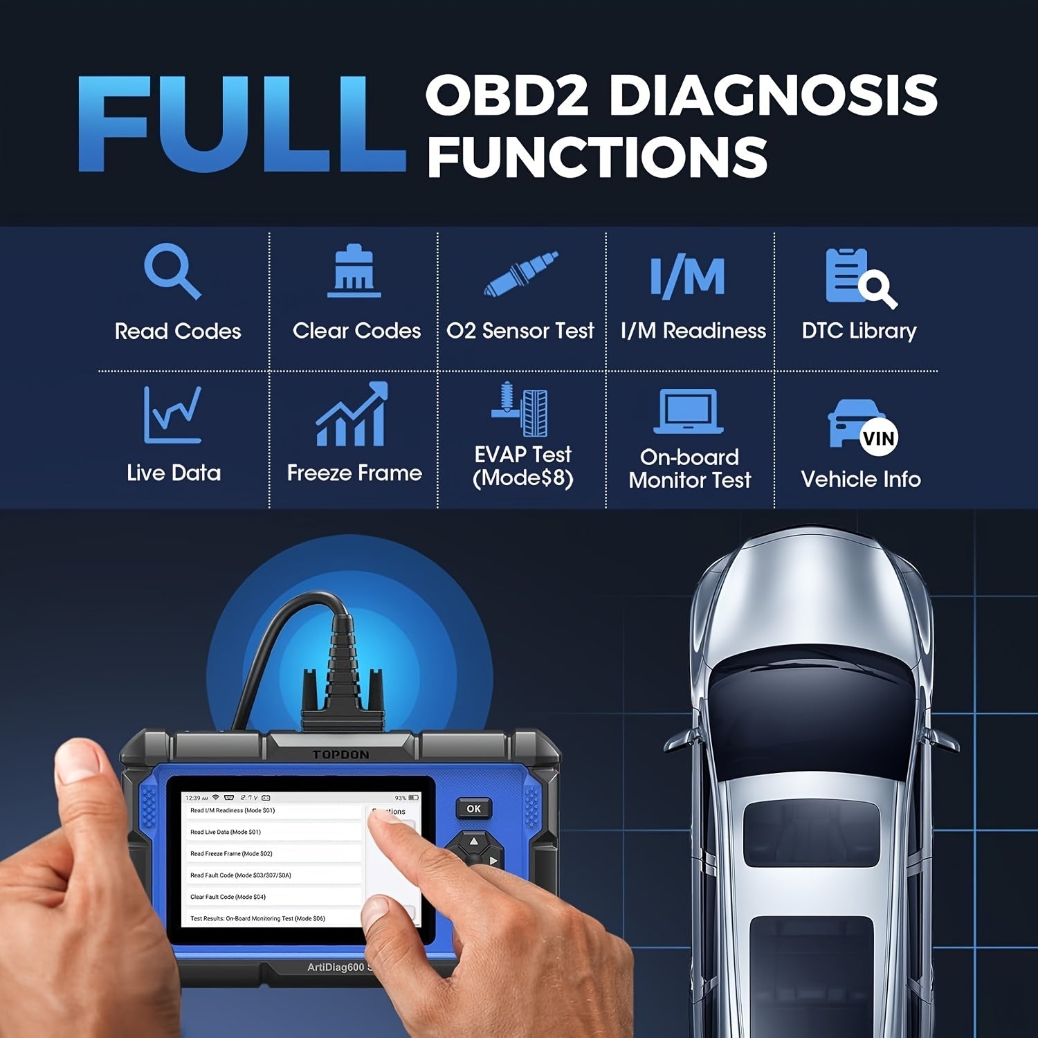[OBD2 Scanner Code Reader] TOPDON AD600 OBD2 Scanner Code Reader, of AD600S, Diagnostics Scanner for ABS/SRS/AT/Engine, 9 Reset Services, Oil/Brake/BMS/SAS/DPF/TPMS/ETS Reset/ABS Bleeding/Injector Coding, Free Lifetime Upgrad ferrersa
