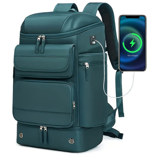 Large And Functional Travel Backpack, Sturdy Carry-On Backpack That Converts to a Duffle Bag with an Integrated USB Charging Port, Multi-Purpose Laptop Daypack for Both Men And Women, Heavy-Duty And, Dark Green Color ferrersa