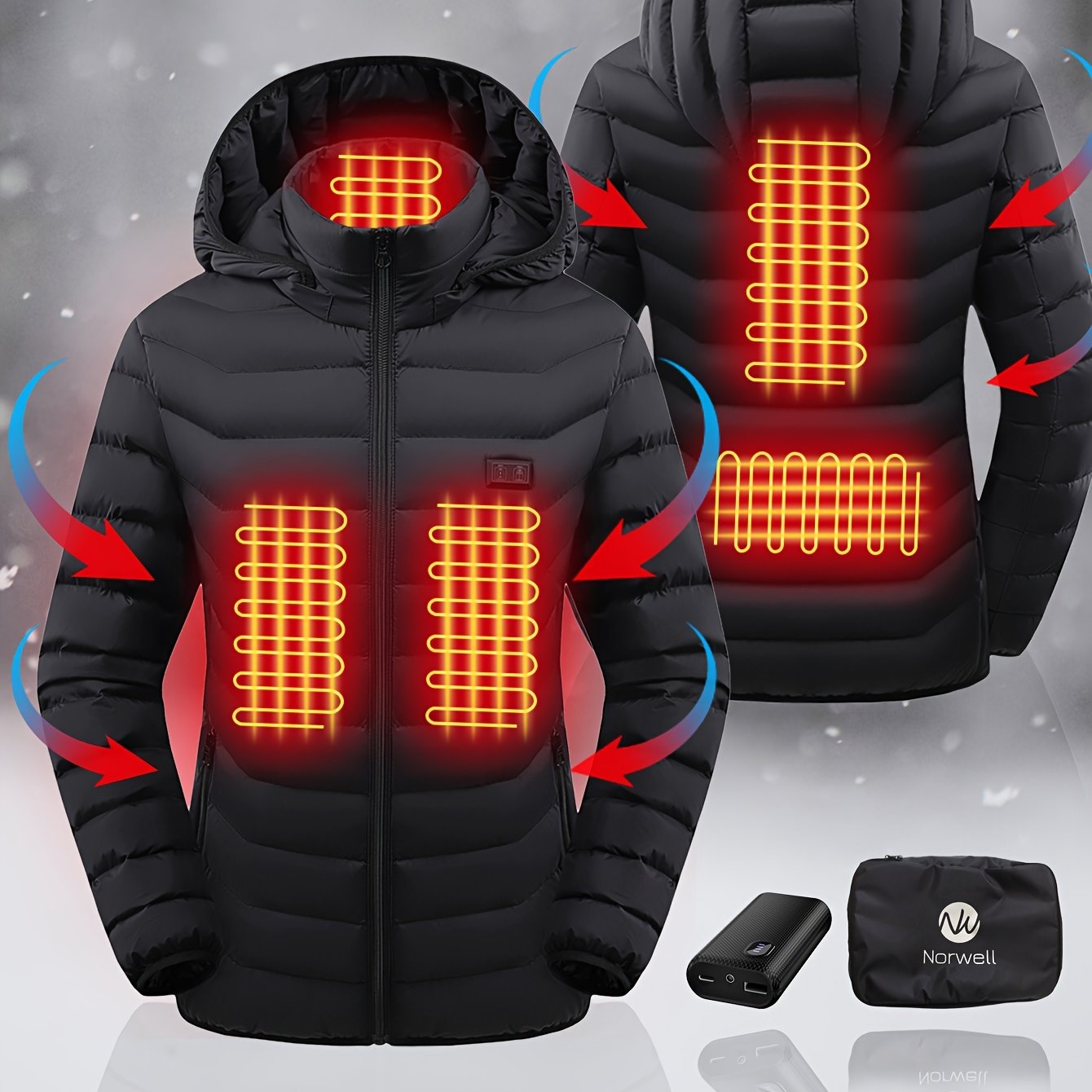 Women's Heated Jacket, Autumn & Winter Outdoor Sports Casual Warm Jacket, Autumn & Winter Outdoor Sports, Skiing Fashionable Heated Jacket, Perfect Gift for Christmas, Thanksgiving & New Year (Includes Battery) ferrersa