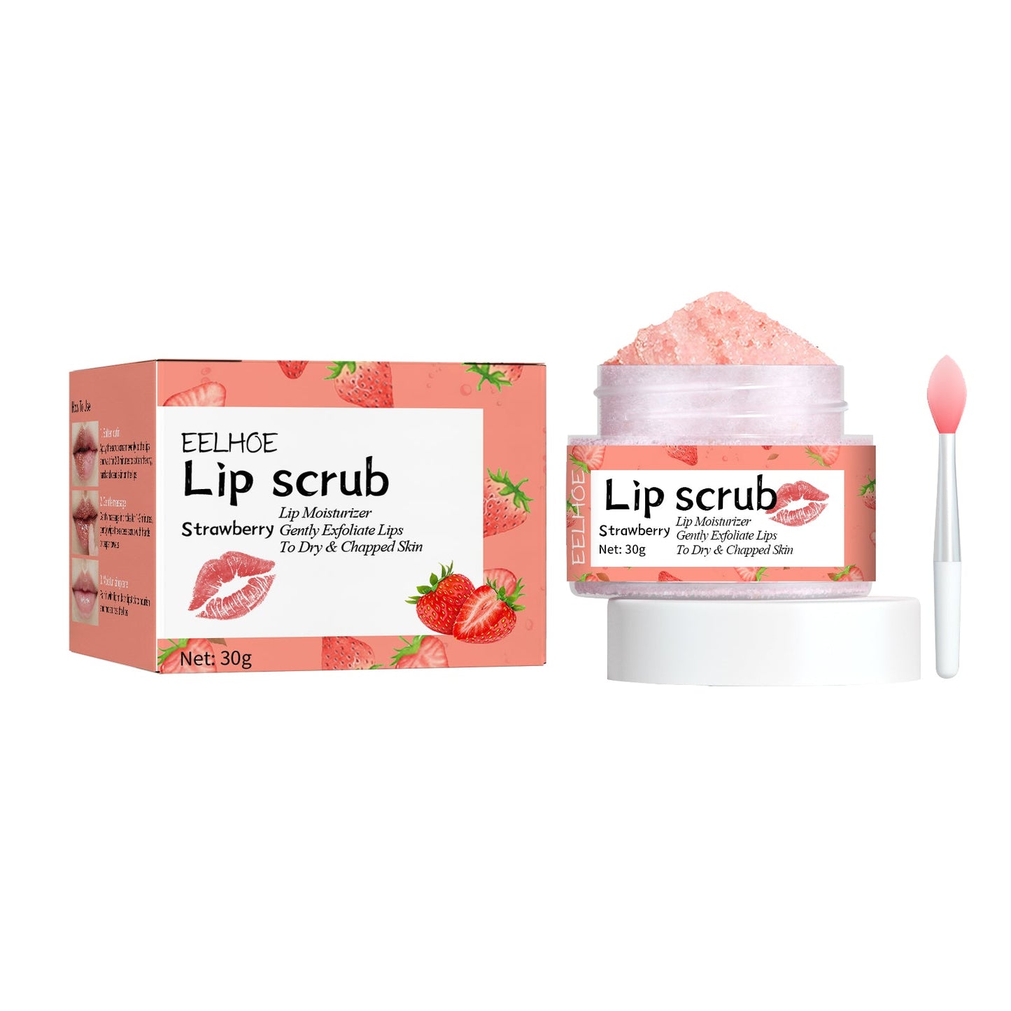 EELHOE Strawberry Lip Scrub, Moisturize Lips, Prevent Dry Crack, Moisturize Dead Skin, And Fade The Corners Of Lips eprolo