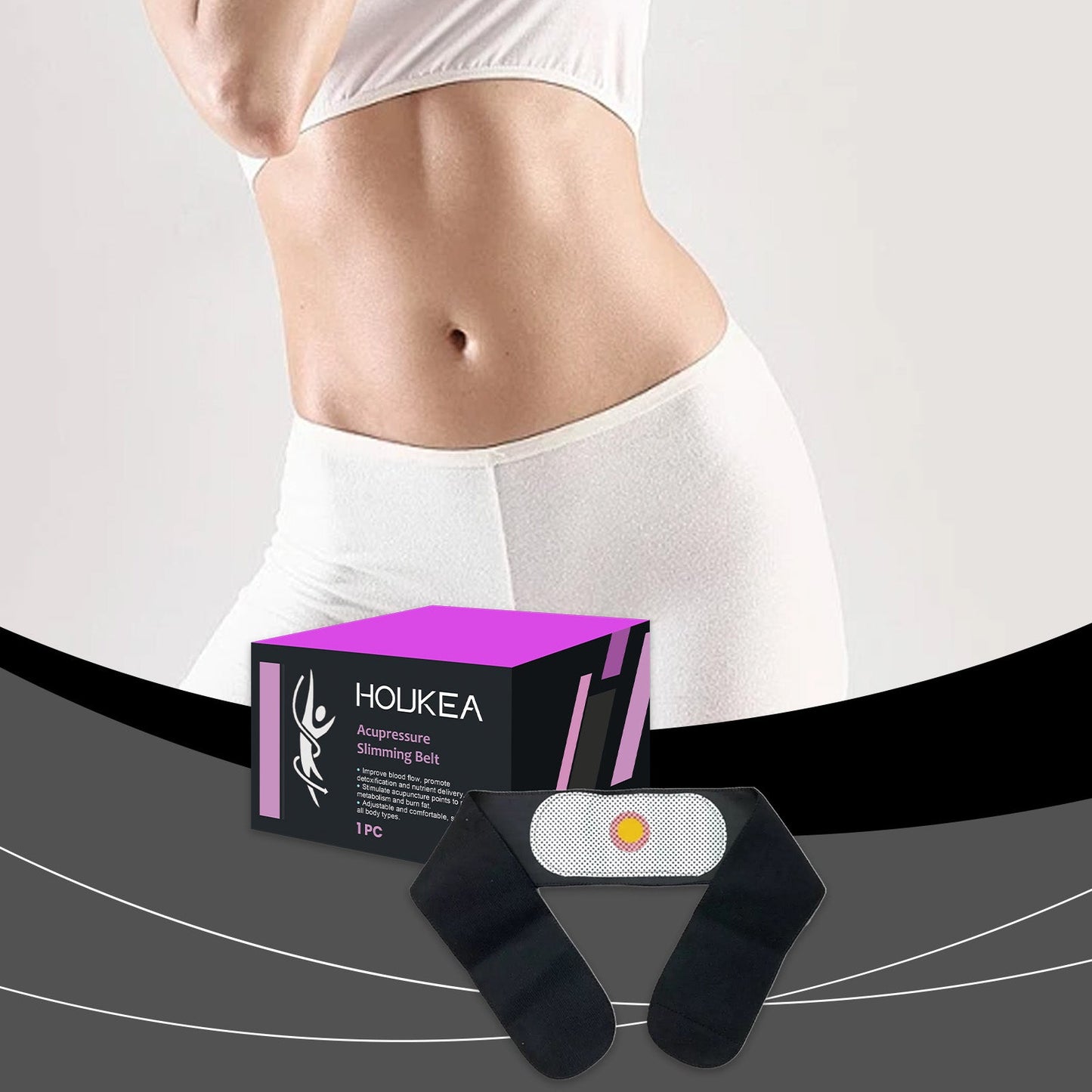 Houkea Body Massage Belt Lightweight Body Lift Comfort Warm Breathable Care Elastic Belt eprolo