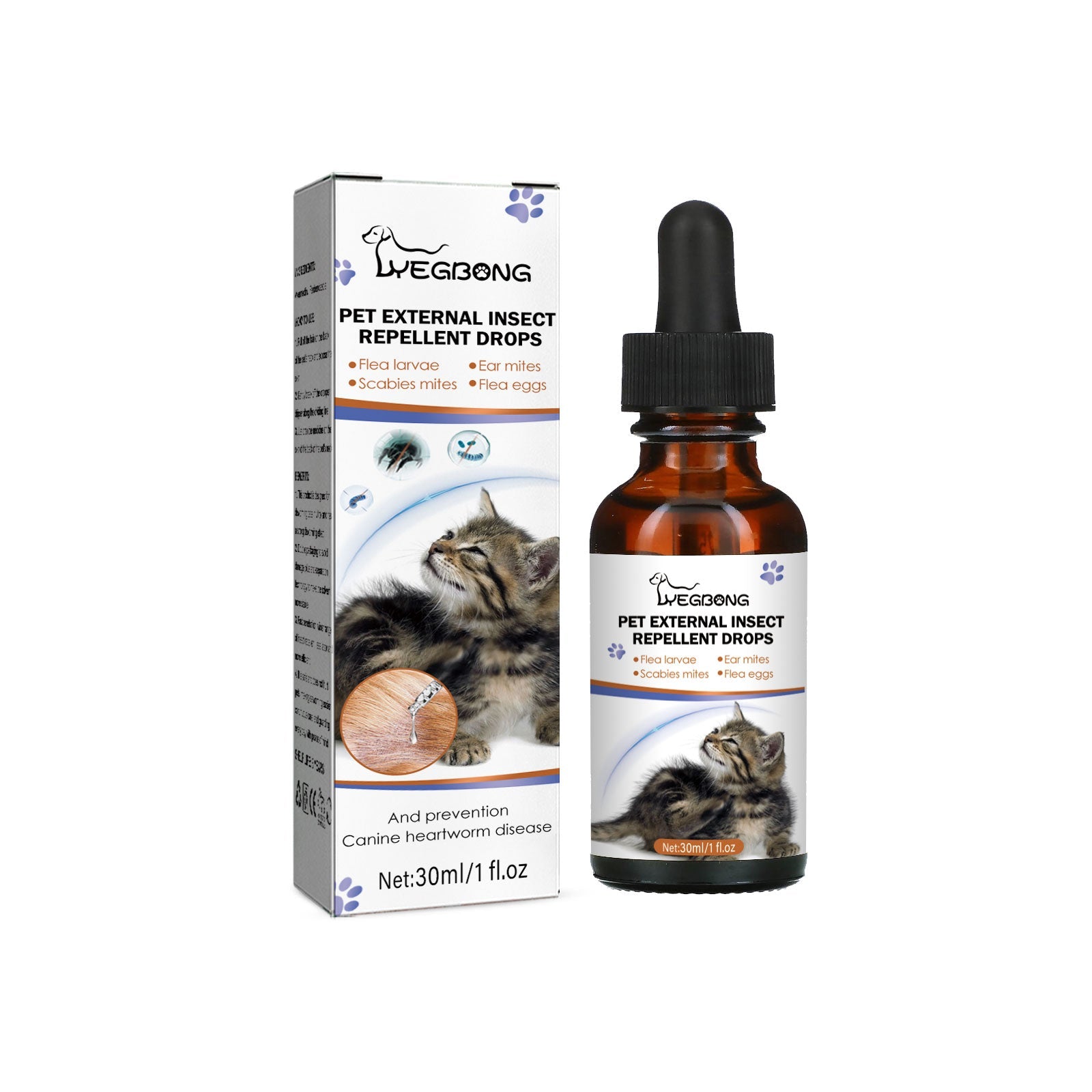 Pet Extracorporeal Insect Repellent Drops, Cats And Dogs Clean To Remove Ticks And Fleas Drops eprolo