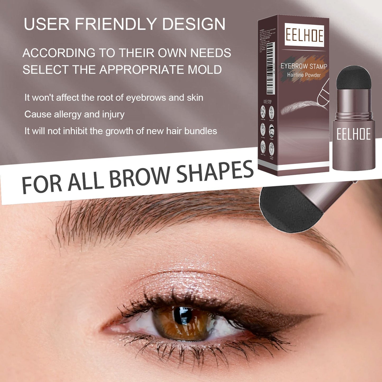 EELHOE Eyebrow Print Mold Eyebrow Drawing (Medium Brown Box) Lazy Eyebrow Filling Makeup Eyebrow Cake Waterproof Hairline Powder eprolo