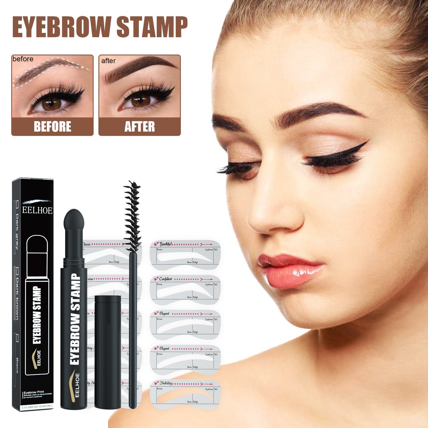 EELHOE  Eyebrow Pencil, Quick Makeup Eyebrow Natural Hairline Lazy Easy Waterproof With Eyebrow Card Eyebrow Brush eprolo