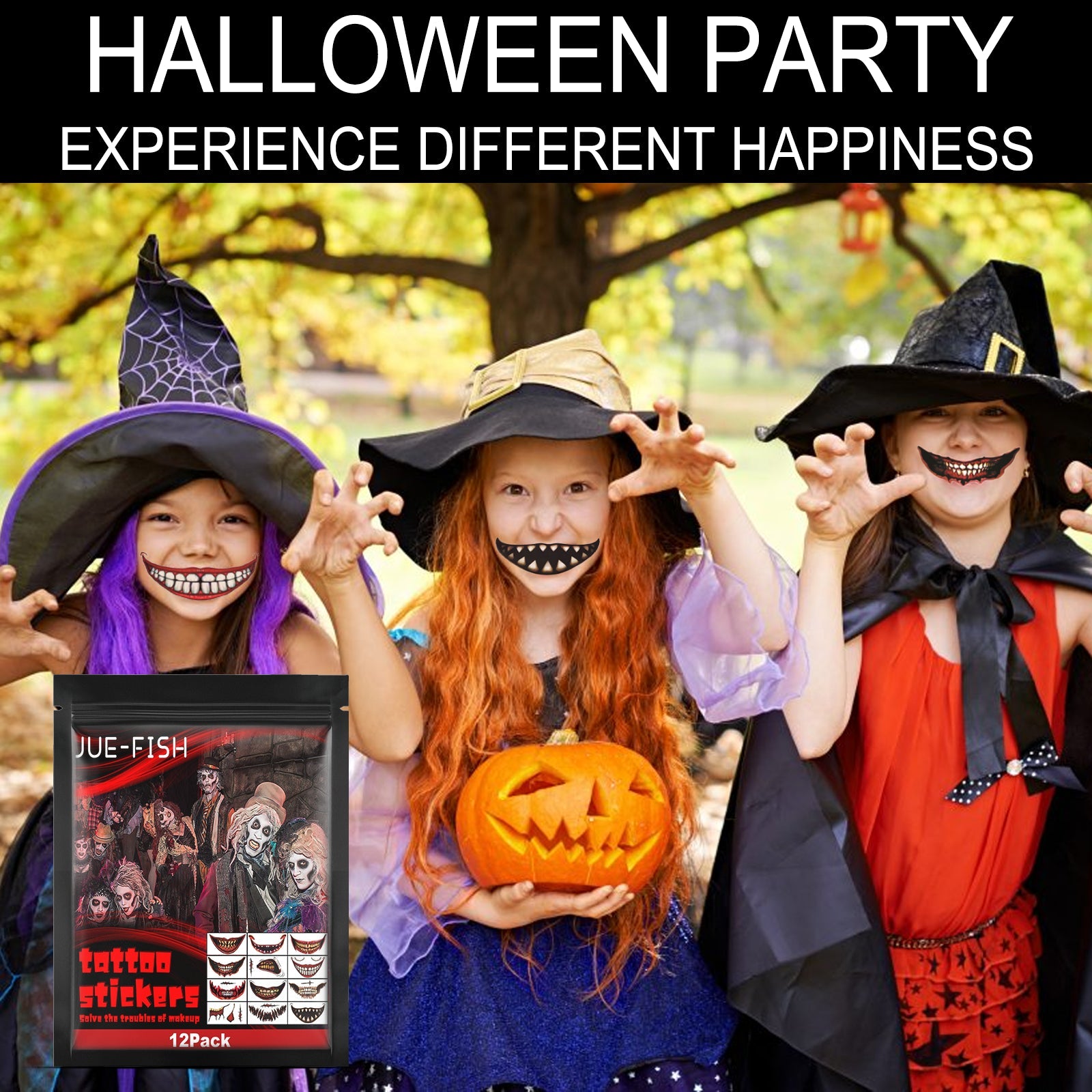 Halloween Tattoo Stickers, Halloween Horror Party Party Makeup Decorative Mouth Tattoo Stickers eprolo